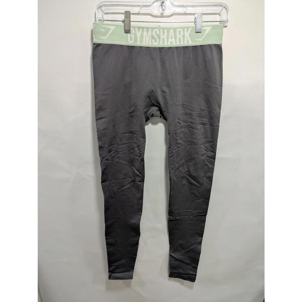 Womens Gymshark Fit Seamless Gray Green Leggings Waistband Yoga Pants Size Mโ